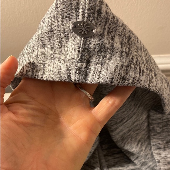 Athleta Heathered Gray Pullover Hoodie w/Twist Neck, Front Pocket & Thumb Holes - Picture 5 of 9